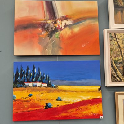 Lot 18 - J. Peterson (20th century), a sunlit landscape,...