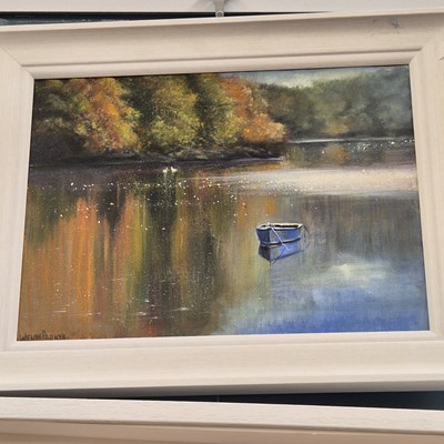 Lot 20 - Wendy Parkyn (20th century), a boat on a...
