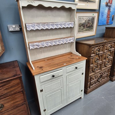 Lot 25 - A small painted pine dresser H 180 W 95 D 48cm