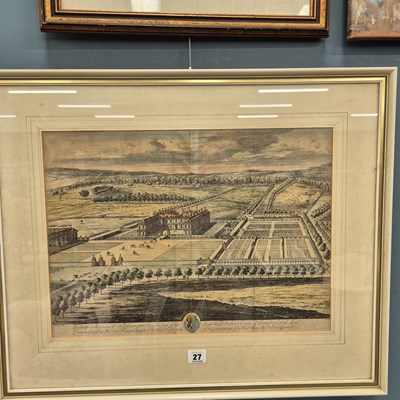 Lot 27 - An 18th century hand coloured engraving,...
