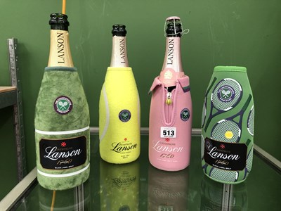Lot 513 - Three empty bottles of Lanson Champagne and...
