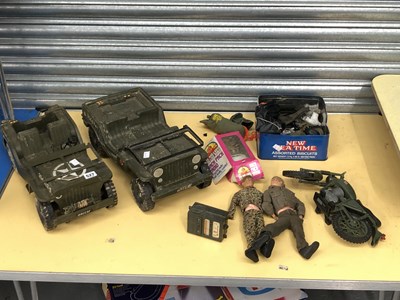Lot 527 - Vintage toys; military themed to include Jeep,...