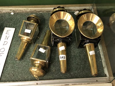 Lot 543 - Four brass carriage and coach lamps