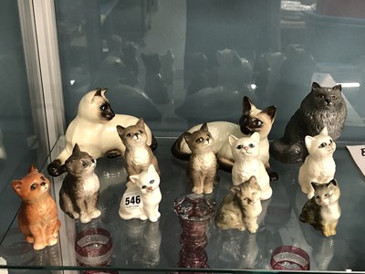 Lot 546 - Cat figures, to include Royal Doulton and Beswick