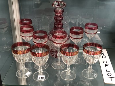 Lot 548 - A collection of ruby flashed and cut glass...