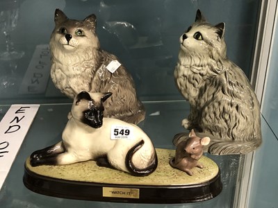 Lot 549 - Two large Beswick figures of cats, and a...
