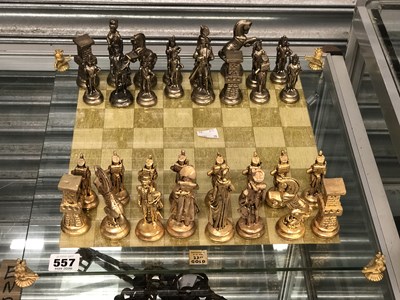 Lot 557 - A Napoleonic style chess set with gilded...