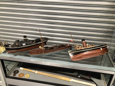 Lot 560 - Three vintage model boats, comprising of two...