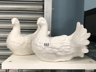 Lot 562 - A pair of ceramic dove planters/bowls