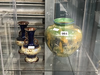 Lot 564 - A pair of Royal Doulton stoneware vases with...