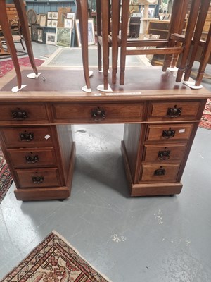 Lot 82 - An Edwardian mahogany pedestal desk with two...