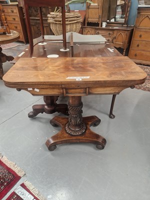 Lot 88 - A 19th century rosewood fold-over card table...