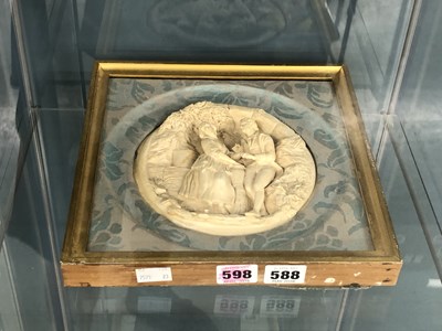 Lot 588 - A framed electroype relief of a couple in a...