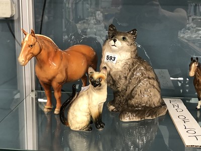 Lot 593 - A Beswick cat, together with a Beswick horse,...
