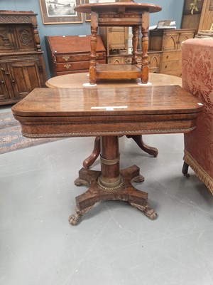 Lot 96 - A 19th century rosewood fold-over card cable,...