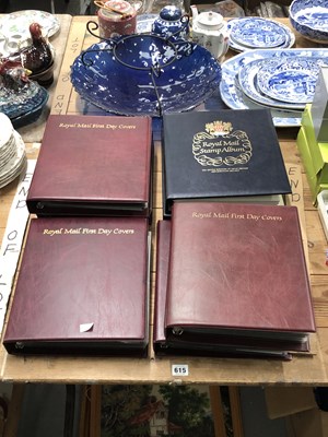 Lot 615 - Five albums of first day covers, and a Royal...