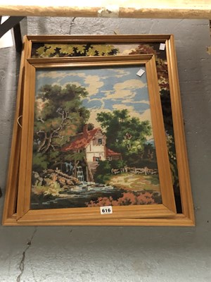 Lot 616 - Two framed Berlin woolwork pictures