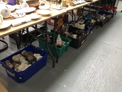 Lot 620 - Nine boxes of various mugs, glasses, decanters...