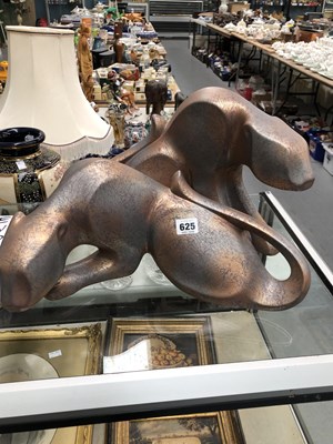 Lot 625 - Two ceramic panther sculptures signed Jaru 1988