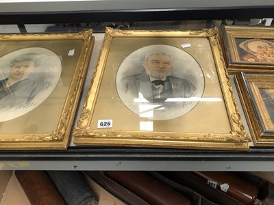 Lot 626 - Two portrait watercolours of a lady and...