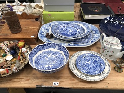 Lot 637 - Blue and white Spode wares, a small writing...