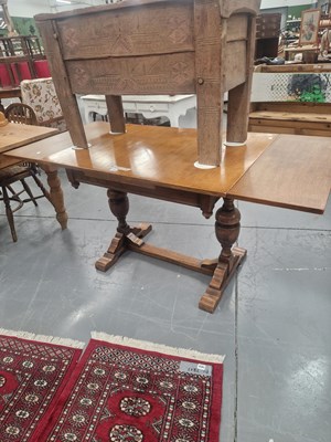 Lot 110 - A 20th century oak draw-leaf refectory table,...