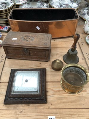 Lot 652 - A small brass fireside box with lion mask...
