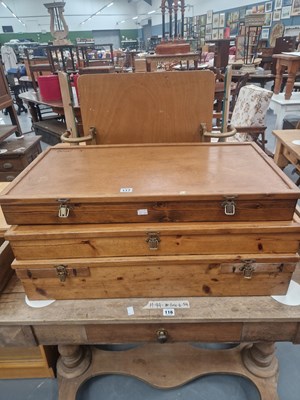 Lot 117 - Three shallow wooden storage boxes, largest H...
