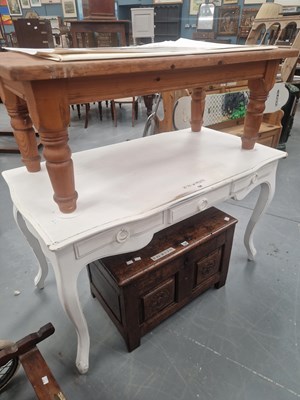 Lot 126 - A white painted mahogany serpentine writing...