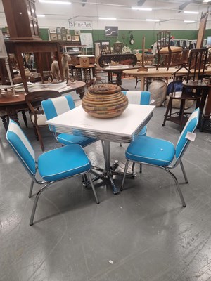 Lot 134 - A modern 1950s style chrome diner table and...