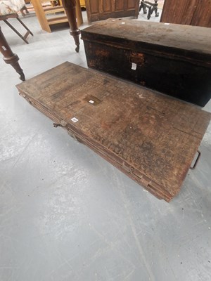 Lot 157 - An antique tin uniform trunk with a brass...