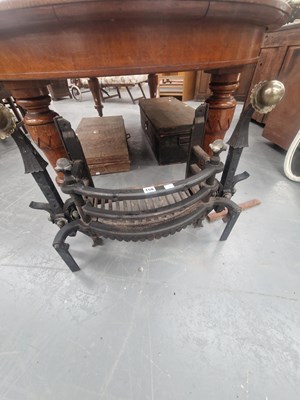 Lot 158 - An iron fire grate with a pair of iron and...