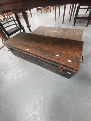 Lot 159 - A tin trunk containing a pair of boots and a...