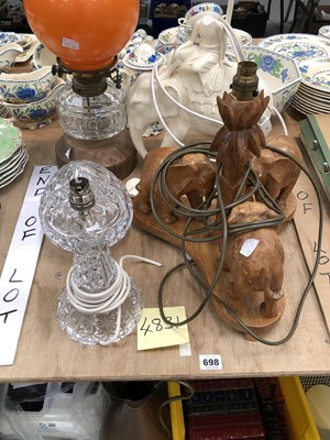 Lot 698 - Lamps to include a cut glass example, a...