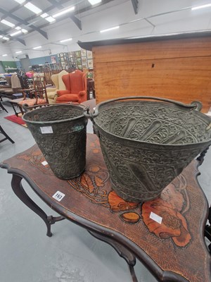 Lot 164 - Two antique Indian pressed metal pails...