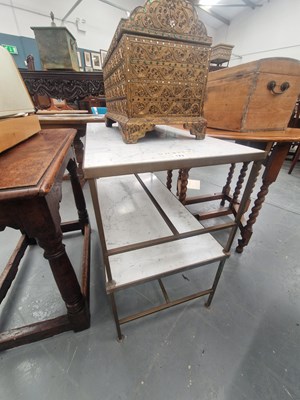 Lot 173 - A pair of marble topped brass framed coffee...