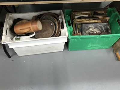 Lot 832 - Pictures, frames, wooden bowls, embroidery, etc.