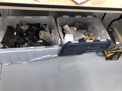 Lot 838 - Door locks, plastic guttering, an electric...