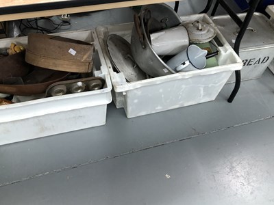 Lot 845 - Kitchenalia: vintage breadbin, rabbit moulds...