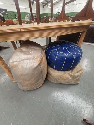 Lot 185 - Two vintage leather pouffes and a leather bean...