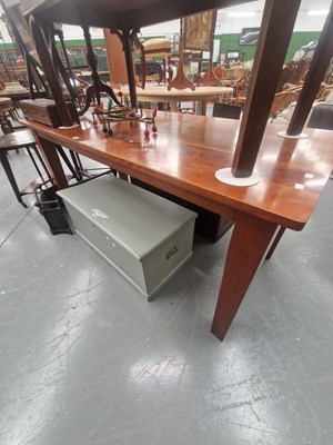 Lot 186 - A vintage elm topped refectory table on square...