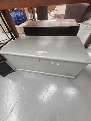 Lot 188 - A painted antique elm blanket box with candle...