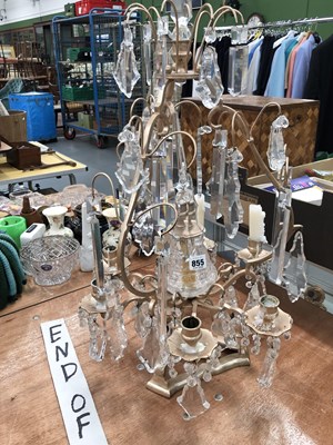 Lot 855 - Six-armed decorative glass and painted metal...
