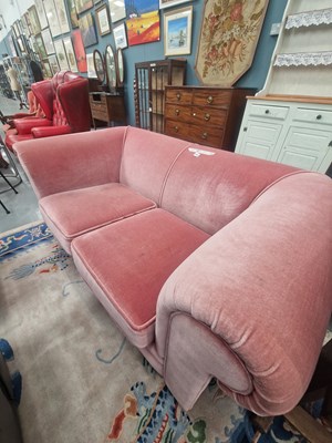 Lot 191 - A pink velvet upholstered two seat...