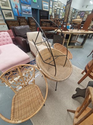 Lot 195 - Four mid century rattan and steel 'satellite'...