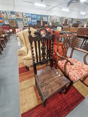Lot 204 - A decoratively carved Victorian oak hall chair...