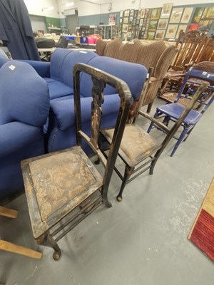 Lot 208 - Two Chinoisserie lacquered bedroom chairs for...
