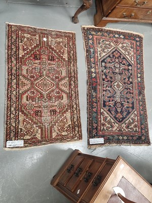 Lot 1407 - Two antique Persian Hamadan small rugs, 104 ×...