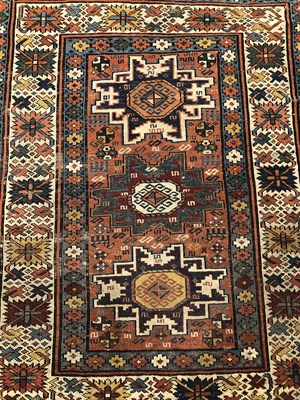 Lot 1431 - An antique Caucasian lesghi rug 115 × 97cm