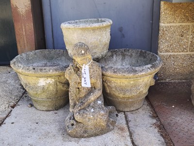 Lot 447 - A concrete statue of a lady kneeling, along...